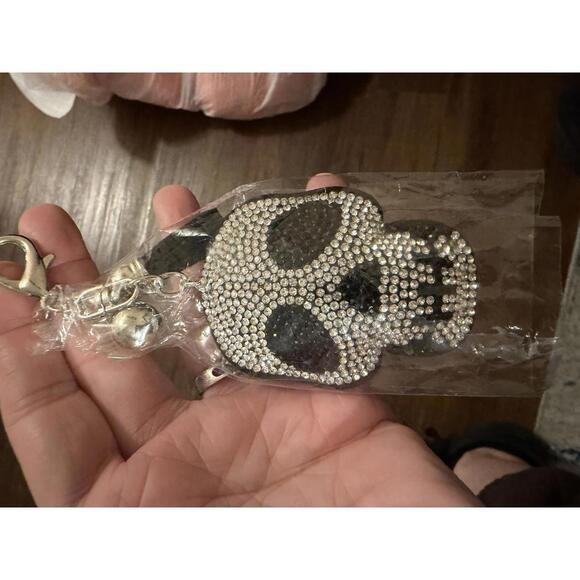 Other - Rhinestone Skull Keychain with Black Tassel
